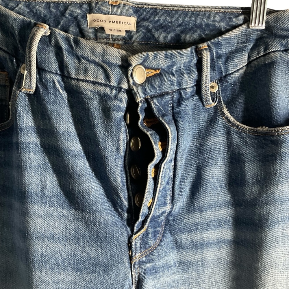 Good American Women's Indigo High Rise Straight Leg Button Fly Jeans Size 6 - Picture 3 of 13